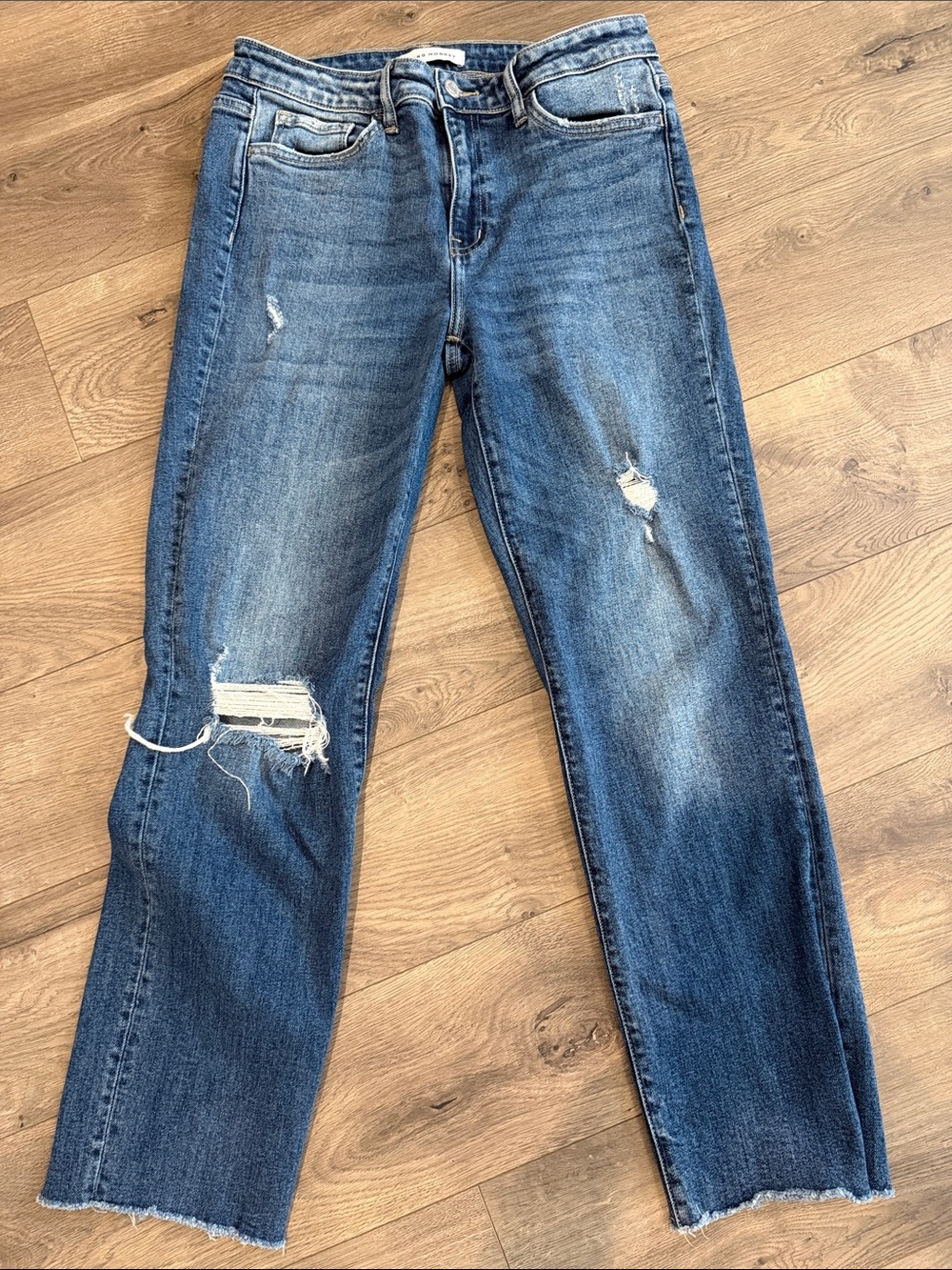 Flying Monkey Distressed Blue Straight Leg Jeans